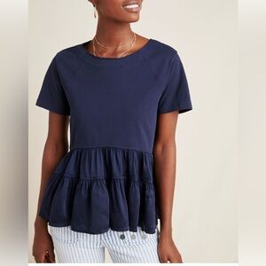 Anthro navy peplum top